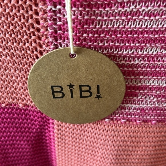 BIBI Women’s Pink And White Sleeveless Sweater Size Large NWT - Picture 2 of 8